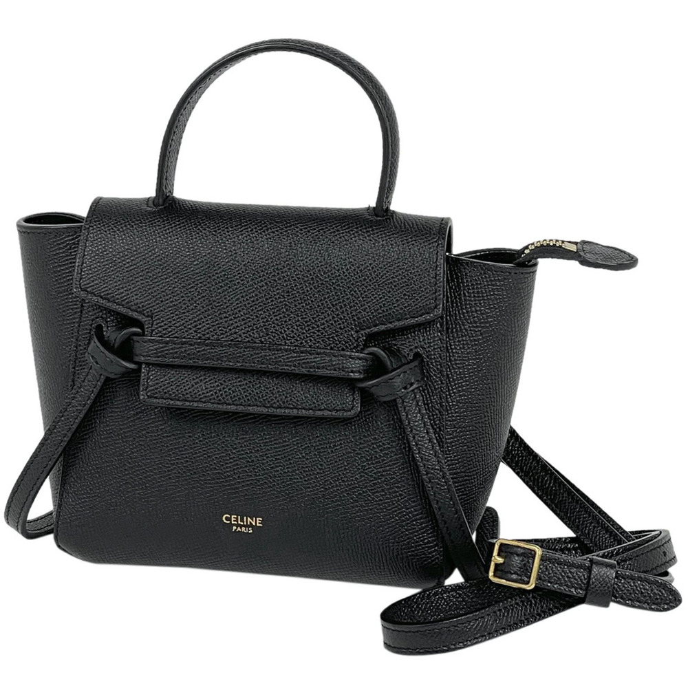 Celine Pico Belt Bag Shoulder Handbag Leather Black
